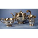 George V three piece sterling silver tea set