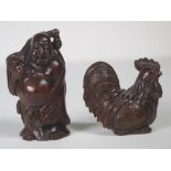Two Chinese carved hard wood netsukes