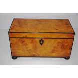 Georgian burr walnut tea caddy