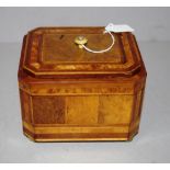 Small late Georgian parquetry tea caddy