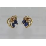 9ct yellow gold sapphire and diamond studs