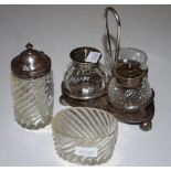 Five vintage silver plate condiment pieces