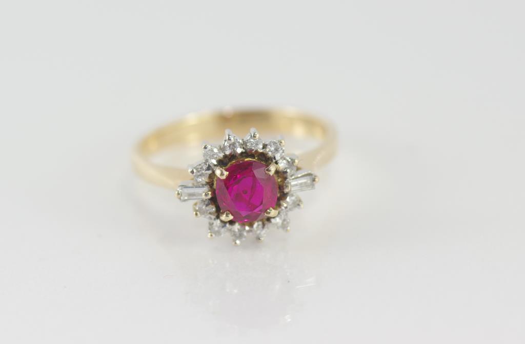 Gold, ruby and diamond ring markd 14K - Image 2 of 2