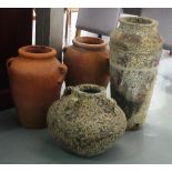 Four assorted garden pots