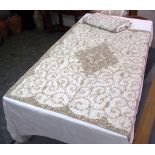 Two Indian Dupion silk & metal applique bedspreads