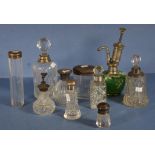 Six various vintage crystal perfume bottles