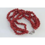 Italian red coral 5 strand bracelet