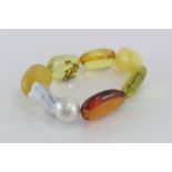 Multi-colour Baltic amber stretch bracelet