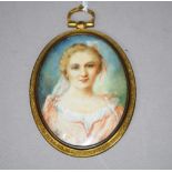 Gilt framed portrait miniature of a lady