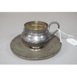 Art Nouveau German silver cup & saucer