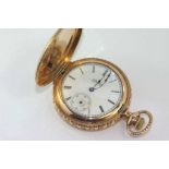 Antique gold plated full hunter pocket watch