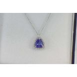 White gold, tanzanite(1.051ct) & diamond pendant