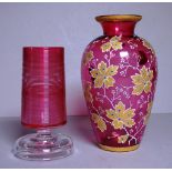 Antique ruby glass vase