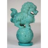 Carved Chinese turquoise foo dog figure