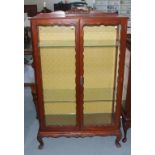 Raised two door timber display cabinet