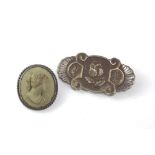 Vintage continental silver & lava cameo brooch