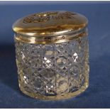 Edwardian sterling silver topped toilet jar