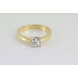 18ct two tone gold, princess cut diamond solitaire