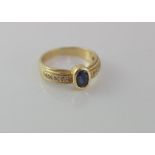 14ct yellow gold, sapphire & diamond ring