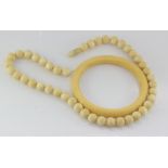 Vintage ivory necklace and bangle