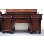 Late Victorian break front pedestal sideboard