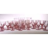 Nineteen assorted vintage pink art glasses