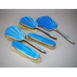 Vintage silver plate & enamel dressing table set