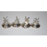 Set four Thai sterling silver place card holders