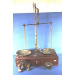 Vintage pair brass shop scales