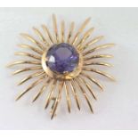 9ct rose gold, synthetic alexandrite brooch