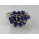 White gold plated, sapphire & diamond ring