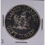 David Jones $25 silver token