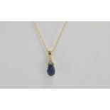 Delicate 14ct gold, sapphire& diamond pendant