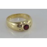 18ct yellow gold, garnet and diamond ring