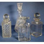 Four various crystal spirit decanters