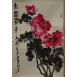 Chinese scroll floral scene
