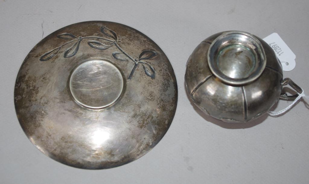 Art Nouveau German silver cup & saucer - Image 3 of 4