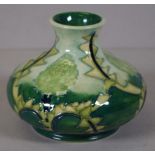 Moorcroft green squat vase