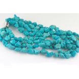 Three strand tumbled turquoise necklace