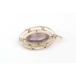 9ct gold, amethyst and seed pearl pendant