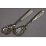 Pair Victorian sterling silver jam spoons