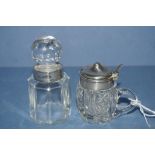 Sterling silver collared & glass scent bottle
