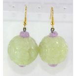 Large oriental jade earrings