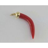 Good Italian red coral and 18ct gold pendant