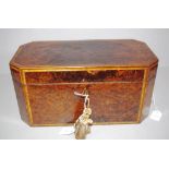 Large late Georgian burr yew tea caddy