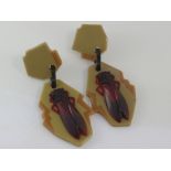 Vintage large bakelite cicada earrings