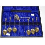 Cased set six Edwardian sterling silver teaspoons