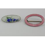 Two small vintage enamel & silver brooches