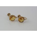 Gold and citrine screw-back earrings