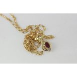 9ct yellow gold and ruby & diamond pendant